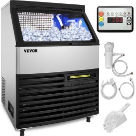 VEVOR 110V Commercial Ice Machine 320LBS/24H with 77LBS Bin, Clear Cube LED Panel, Stainless Steel, Air Cooling, ETL Approved, Professional Refrigerat