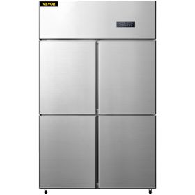 VEVOR Commercial Refrigerator, 27.5 Cu.Ft Upright Refrigerator, 48" Side Side Freezer, Stainless Steel Merchandiser Refrigerators with Dual Temperatur