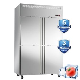 4 Door Dining Room Refrigerator with 8 Adjustable 48" Wide Stainless Steel Shelves 36 Cubic Feet Temperature Control 33¬∞F~40¬∞F