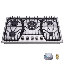 AM0501S Amdievc 5 Burner Gas Cooktop 30 inch with Thermocouple Protection, Stainless Steel Gas Stove Top for Kitchen, Natural Gas/Propane Gas Converti