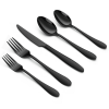 Walchoice 20 Piece Black Silverware Set, Stainless Steel Flatware for 4, Elegant Cutlery Set Includes Knives Forks Spoons, Mirror Polished & Dishwashe