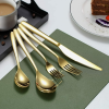 Just Houseware Gold Silverware Set 20 Pieces, Stainless Steel Flatware Set, Titanium Plating Cutlery Set, Service Set for 4