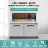 Orikool 60 IN Commercial Refrigerators Sandwich&Salad Prep Table with a Butcher Block Cutting Board, Protection Lid, Cold Storage, ETL Certified