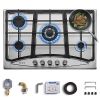 AHT30IN30S Hothit Propane Gas Cooktop 30" Inch, 5 Burner Built-in Stainless Steel Gas Stove Top, LPG/NG Dual Fuel, Include Gas Pressure Regulator Gas