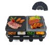 Dual Raclette Table Grill w Non-Stick Grilling Plate & Cooking Stone- 8 Person Electric Tabletop Cooker for Korean BBQ- Melt Cheese, Cook Meat & Veggi