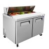 Orikool 48 IN Commercial Refrigerators Sandwich&Salad Prep Table with a Butcher Block Cutting Board, Protection Lid, Cold Storage, ETL Certified