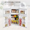 Double Door Mini Fridge with Freezer, 3.2 Cu.Ft Compact Refrigerator with Adjustable Shelf, Adjustable Thermostat and Reversible Door for Bedroom, Dor