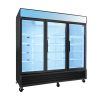 ORIKOOL Glass Door Merchandiser Freezer 70 Cu.ft Swing Door Commercial Reach-In Display Freezers with LED Top Panel Upright Freeze Storage