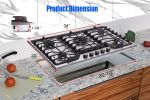 AHT34IN10S Hothit 5 Burners 34 inch Gas Cooktop, 36000 BTU Stainless Steel Gas Range Top, Gas Cooker Stove Propane Gas/Natural Gas Convertible