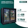 ORIKOOL 35 inch Beverage Refrigerators 2 Glass Door Back Bar, 320 Cans Cooler, Commercial Beer Wine and Drink Fridge, 7.4 Cu.Ft