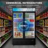 Commercial Beverage Refrigerators Glass Door Refrigerator Commercial with LED Light, 40 Cu.ft and 10 Shelves, Display Refrigerator for Cafe Restaurant