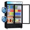 Commercial Beverage Refrigerators Glass Door Refrigerator Commercial with LED Light, 40 Cu.ft and 10 Shelves, Display Refrigerator for Cafe Restaurant