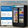 Commercial Beverage Refrigerators Glass Door Refrigerator Commercial with LED Light, 40 Cu.ft and 10 Shelves, Display Refrigerator for Cafe Restaurant