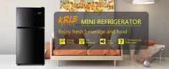 KRIB BLING 3.5Cu.Ft Compact Refrigerator Mini Fridge with Freezer, Small Refrigerator with 2 Door, 7 Level Thermostat Removable Shelves for Kitchen, D