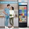 Glass Door Refrigerator Commercial Beverage Refrigerators with LED Light, 15 Cu.ft and 5 Shelves, Display Refrigerator for Cafe Restaurant Store Bar,