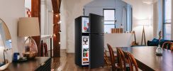 KRIB BLING 3.5Cu.Ft Compact Refrigerator Mini Fridge with Freezer, Small Refrigerator with 2 Door, 7 Level Thermostat Removable Shelves for Kitchen, D